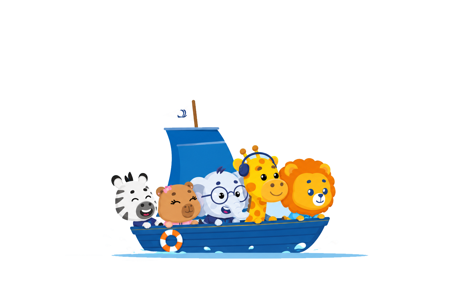 Ferinhas navegando no barco